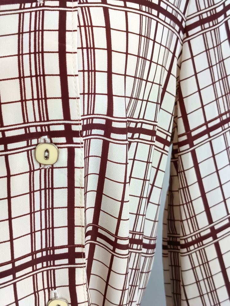 Camisa VINTAGE beige cuadros TALLA 36 - Imagen 4