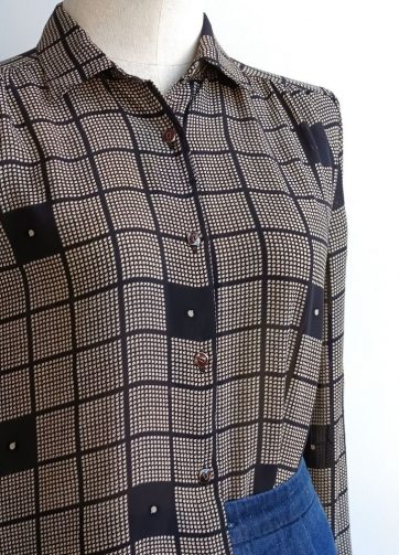 Camisa VINTAGE negra cuadros TALLA 36