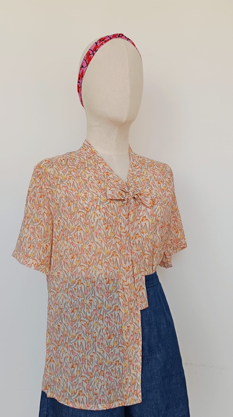 Camisa VINTAGE tulipanes TALLA 36-40 - Imagen 2