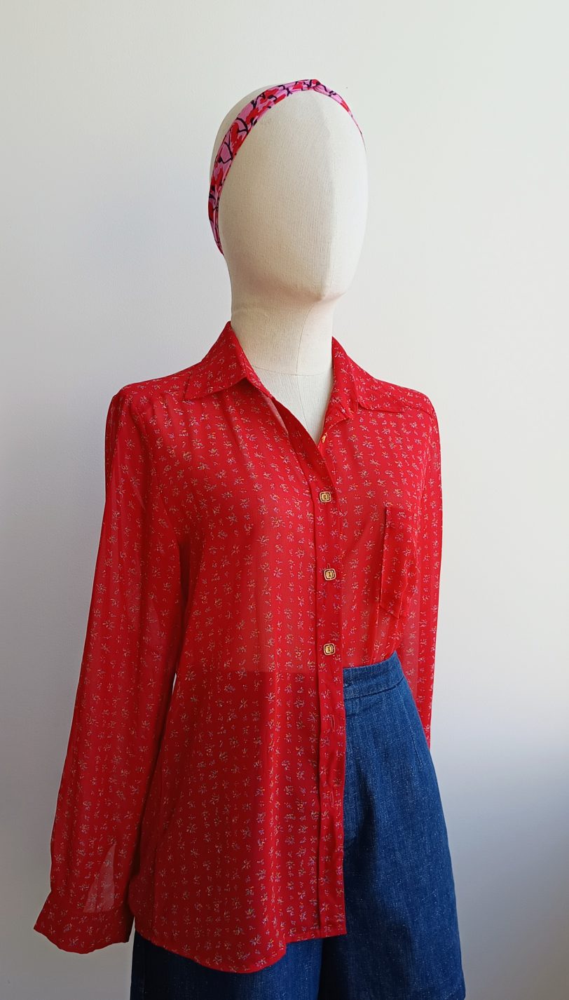 Camisa VINTAGE roja TALLA 34 - Imagen 2