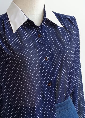 Camisa VINTAGE lunares cuello blanco TALLA 36-38