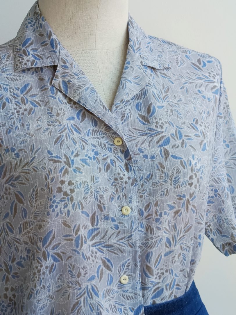 Camisa VINTAGE gris hojas TALLA 36