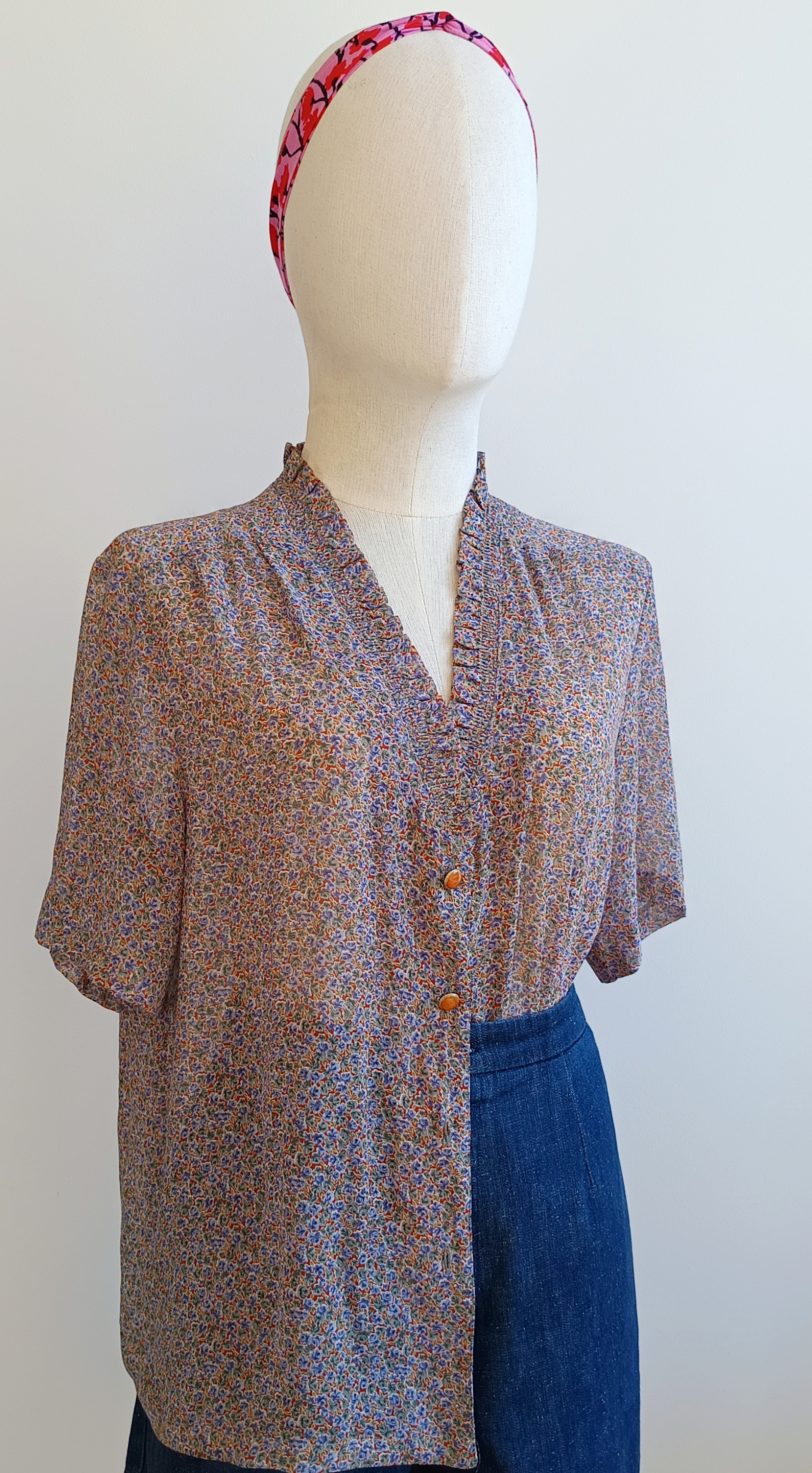 Camisa VINTAGE cuello pico TALLA 42 - Imagen 2