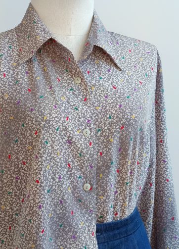 Camisa VINTAGE gris motas colores TALLA 40-44