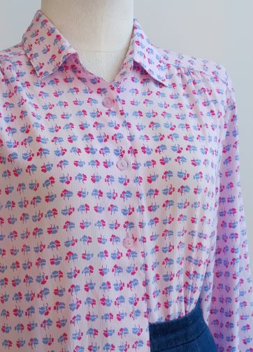 Camisa VINTAGE rosa arbolito TALLA 42-44