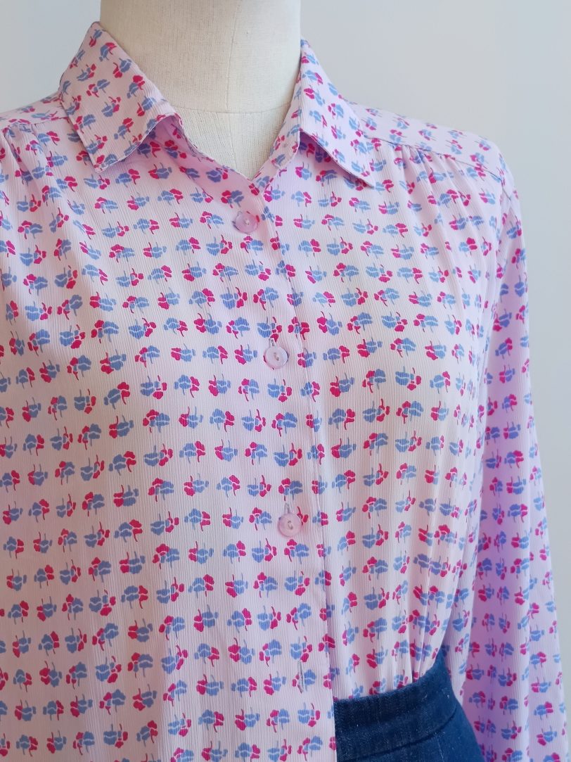 Camisa VINTAGE rosa arbolito TALLA 42-44
