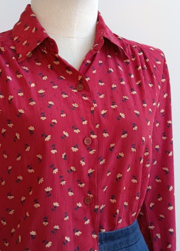 Camisa VINTAGE granate flor TALLA 34