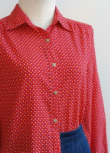 Camisa VINTAGE roja cubitos colores TALLA 34