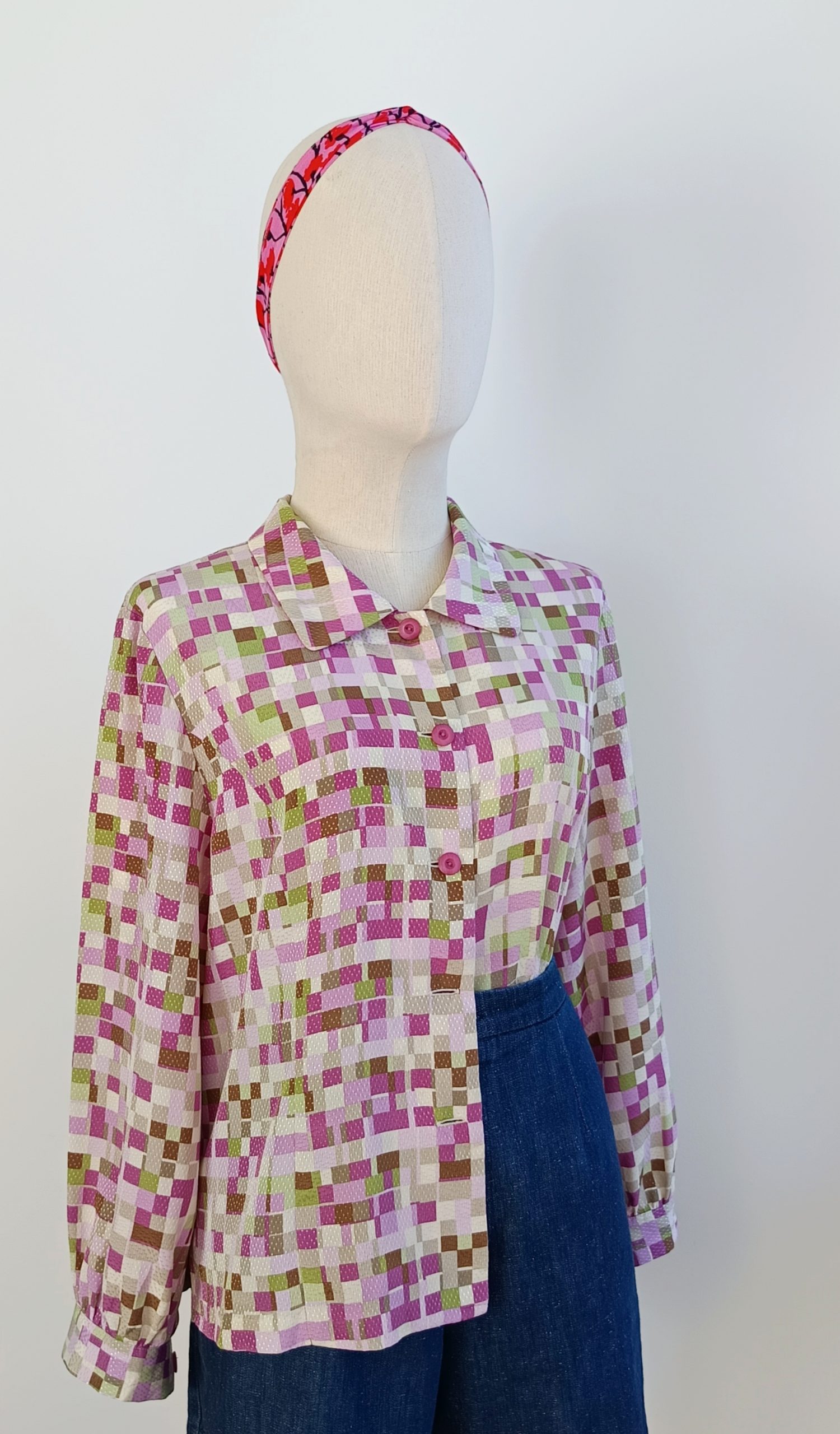 Camisa VINTAGE cuadritos colores TALLA 40-42 - Imagen 2