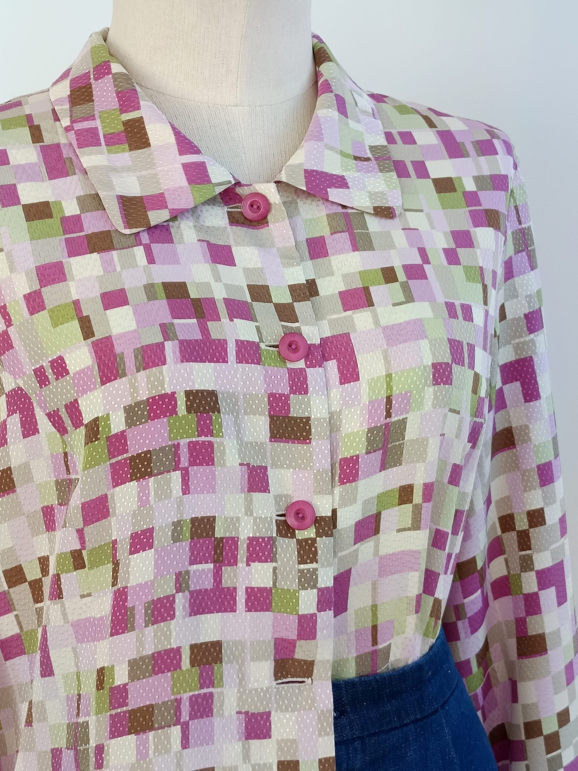 Camisa VINTAGE cuadritos colores TALLA 40-42