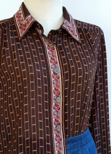 Camisa VINTAGE marrón cenefa TALLA 42-44