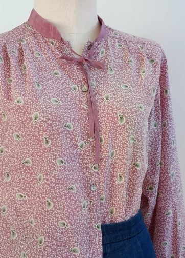 Camisa VINTAGE lila cuello mao TALLA 34-36