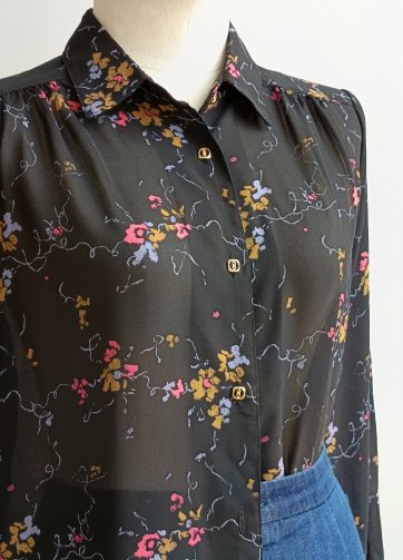 Camisa VINTAGE flores fucsias TALLA 38-40