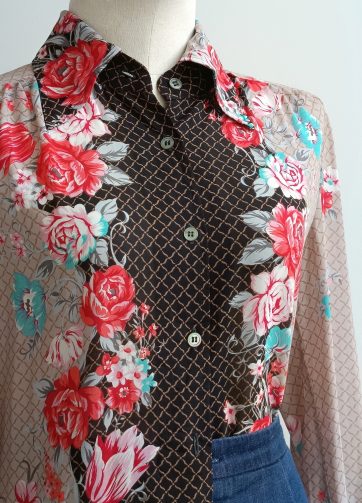 Camisa VINTAGE cenefa flores TALLA 34