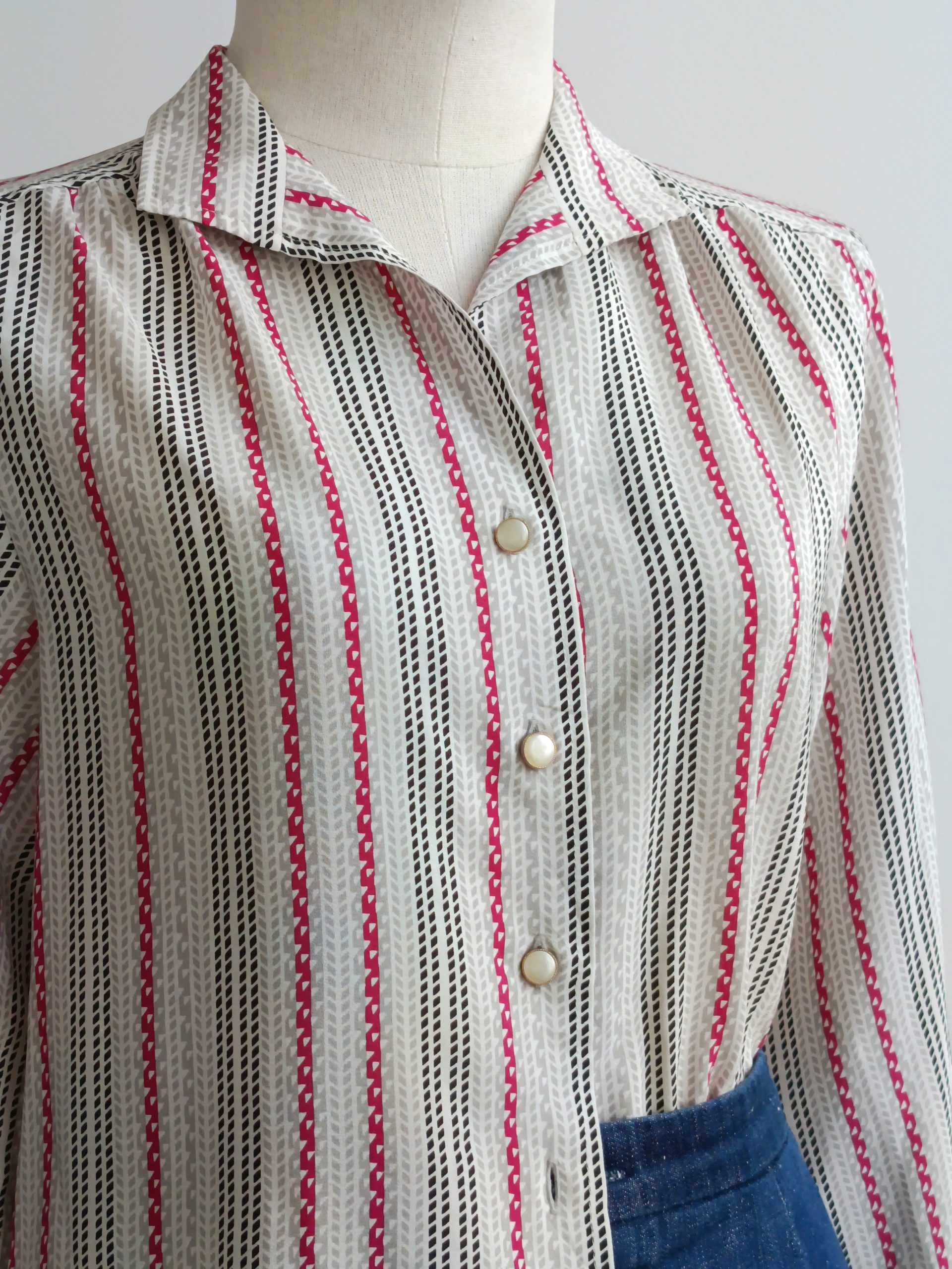 Camisa VINTAGE gris y frambuesa TALLA 34