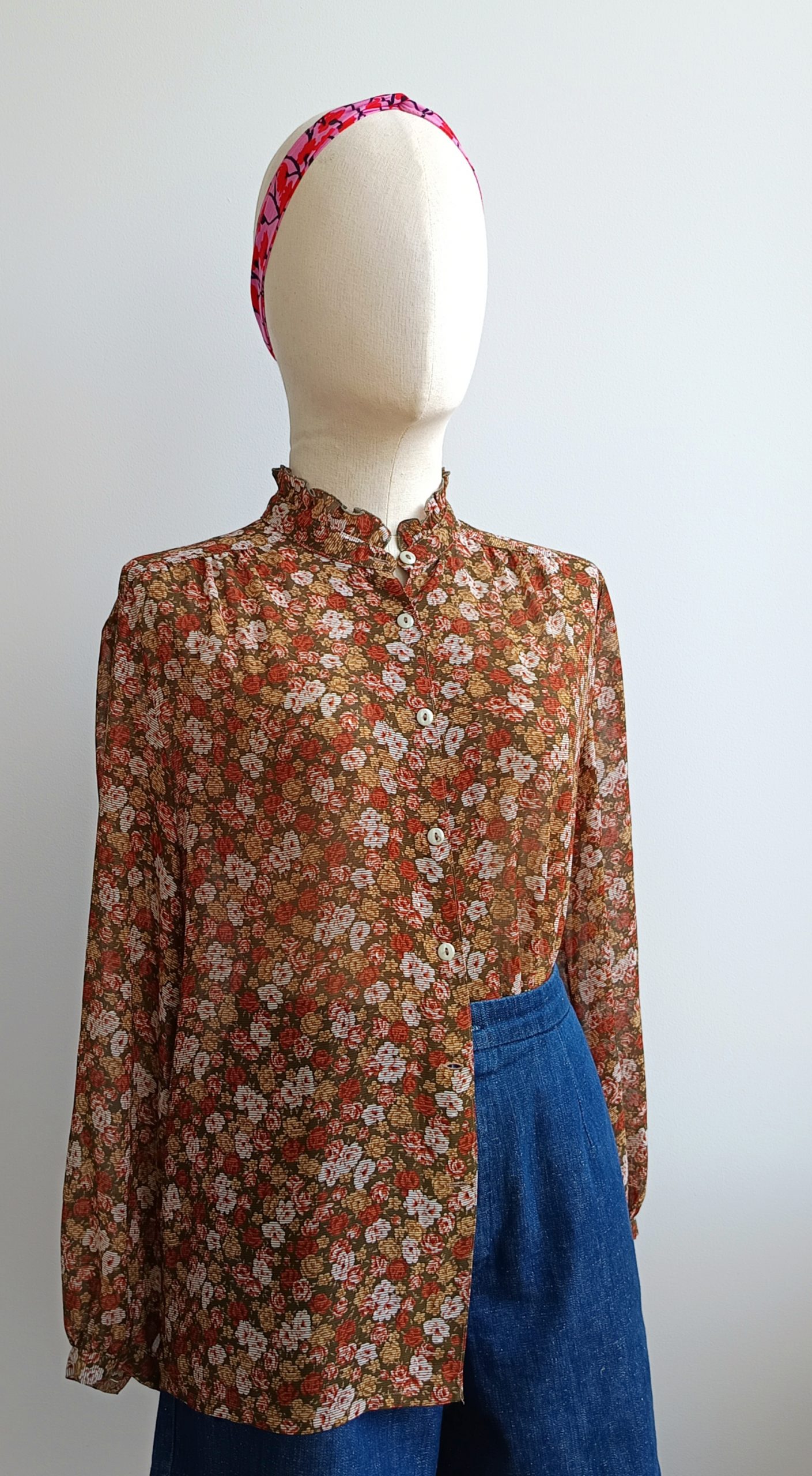 Camisa VINTAGE rosas TALLA 38-40 - Imagen 2