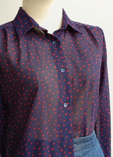 Camisa VINTAGE azul cubitos rojos TALLA 34