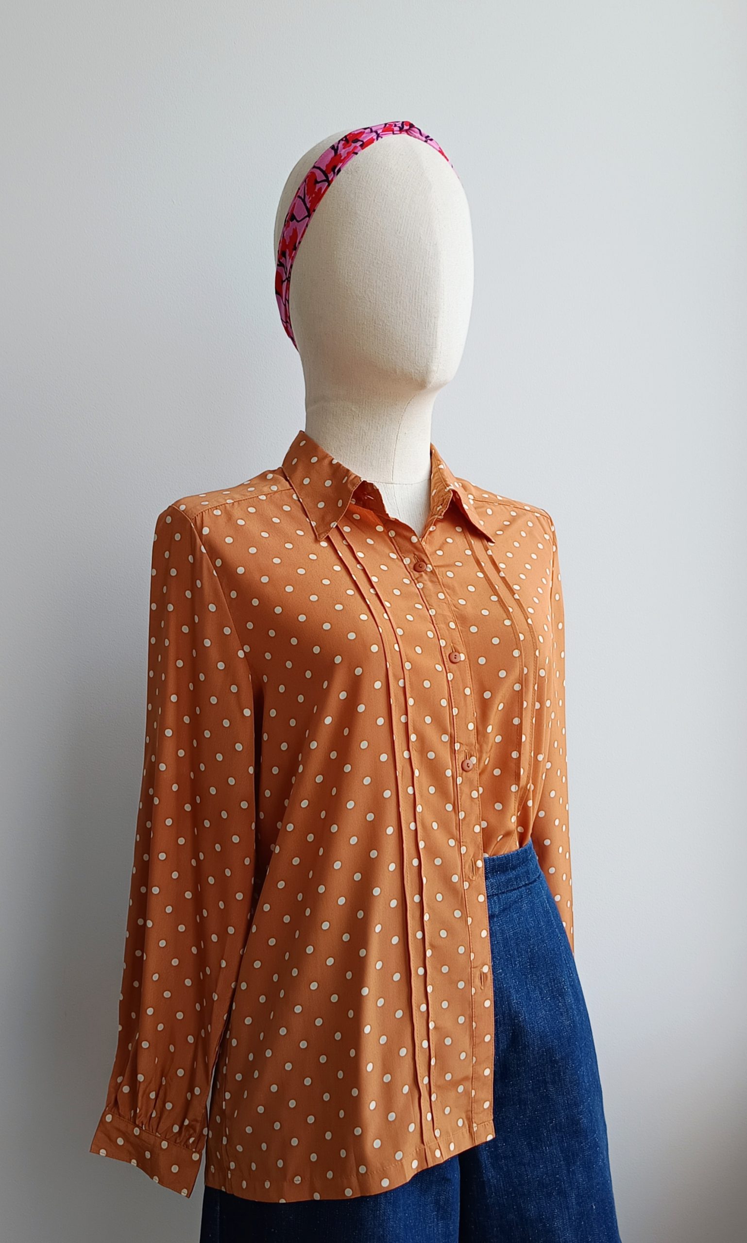 Camisa VINTAGE lunares teja TALLA 34-36 - Imagen 2