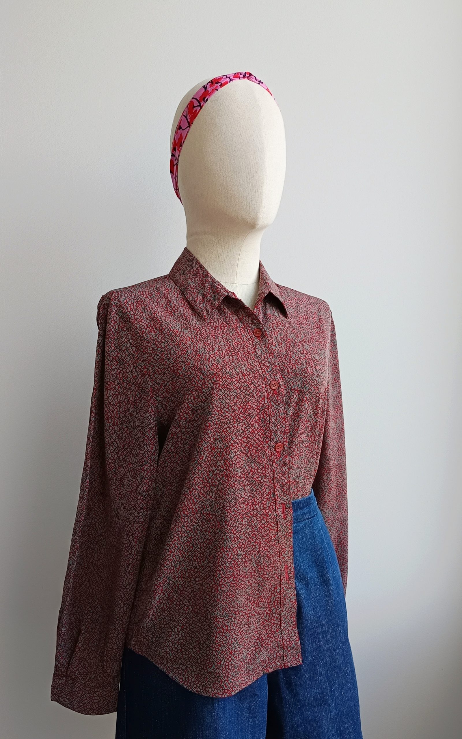 Camisa VINTAGE cubitos turquesas TALLA 36-38 - Imagen 2