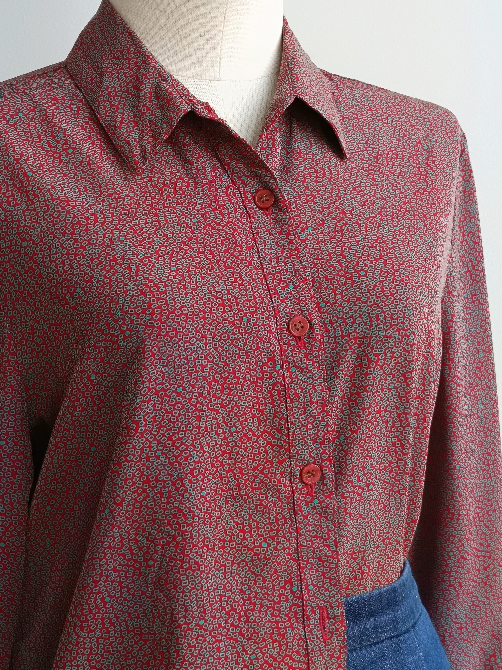 Camisa VINTAGE cubitos turquesas TALLA 36-38