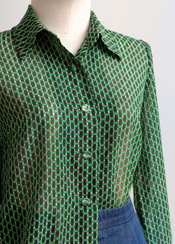 Camisa VINTAGE verde cuadros TALLA 34