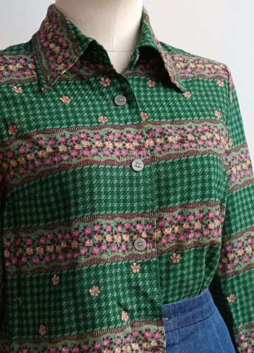 Camisa VINTAGE verde florecitas TALLA 34