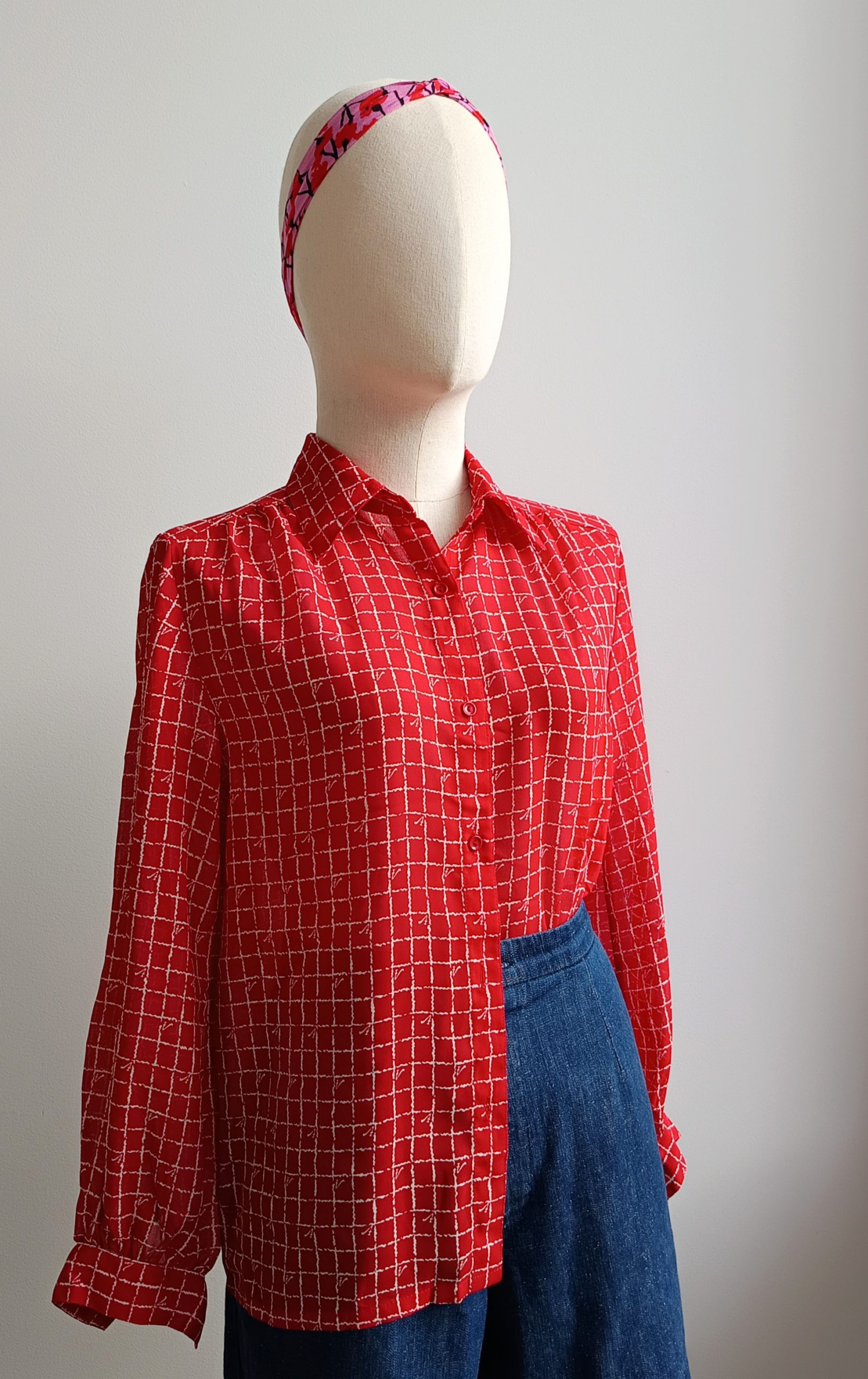 Camisa VINTAGE roja cuadros TALLA 36 - Imagen 2