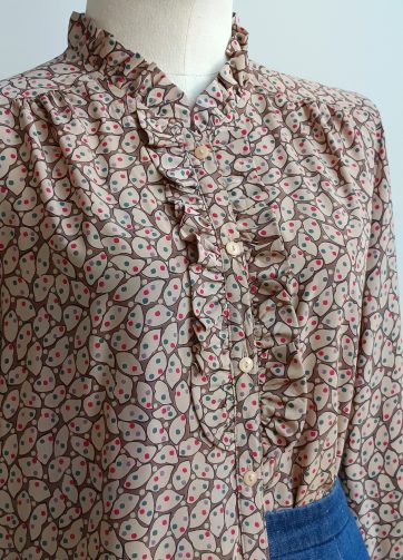 Camisa VINTAGE beige lunarcitos colores TALLA 38-40