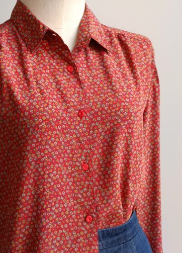 Camisa VINTAGE rojo florecitas TALLA 38-42