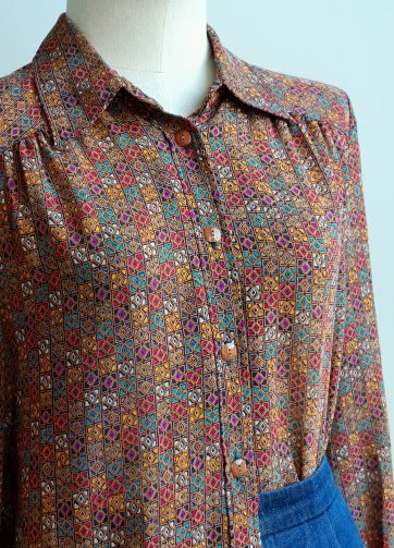 Camisa VINTAGE marron colorines TALLA 36-40