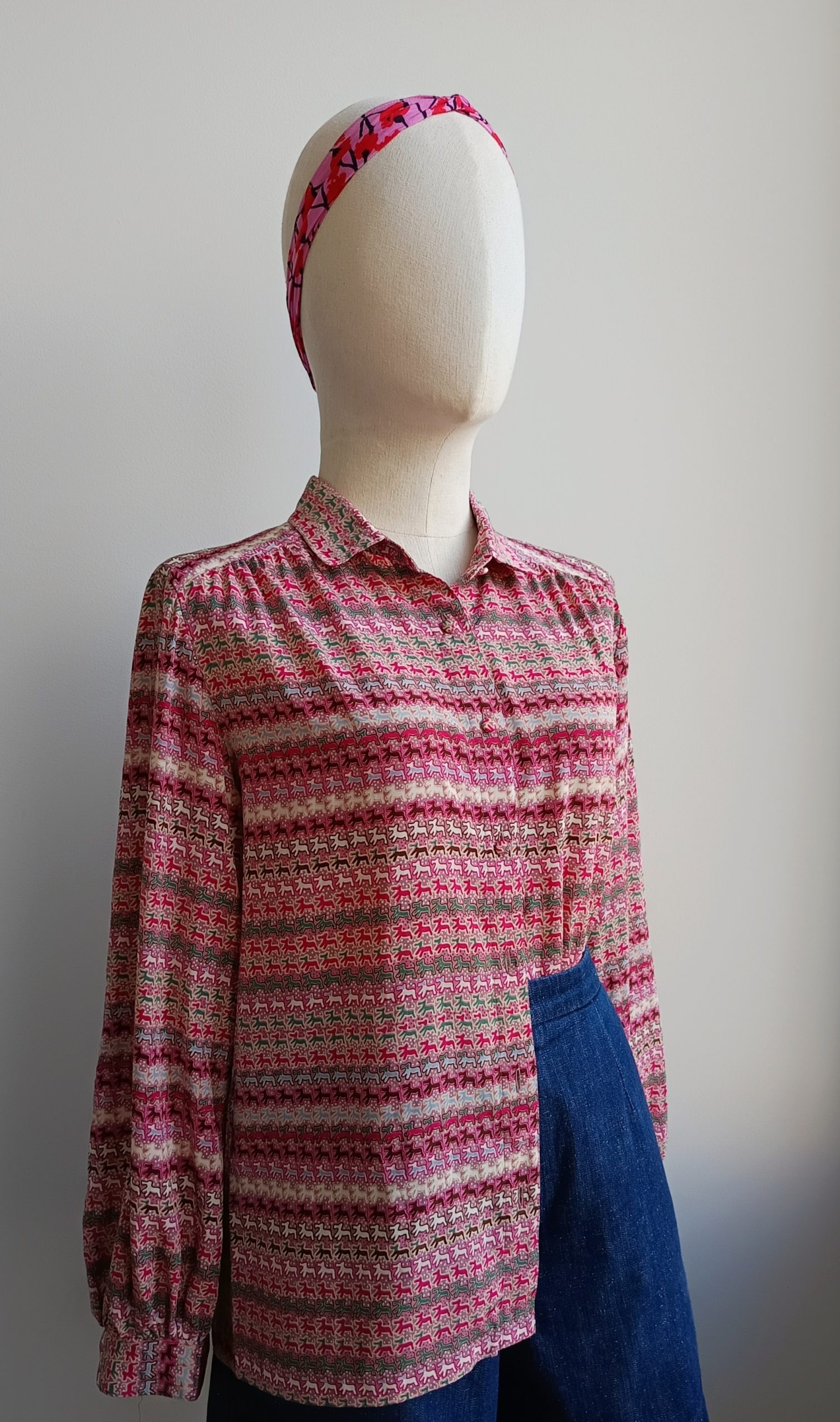 Camisa VINTAGE rosa perritos TALLA 36-40 - Imagen 2