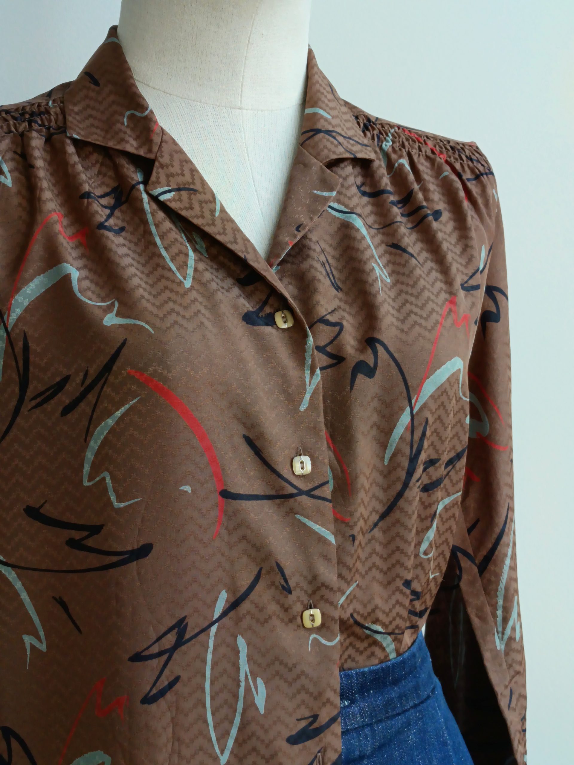 Camisa VINTAGE marron trazas TALLA 36