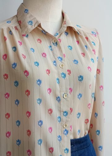Camisa VINTAGE flores rosas y turquesas TALLA 36