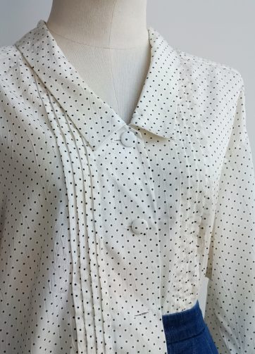 Camisa VINTAGE blanca lunarcitos TALLA 38-42