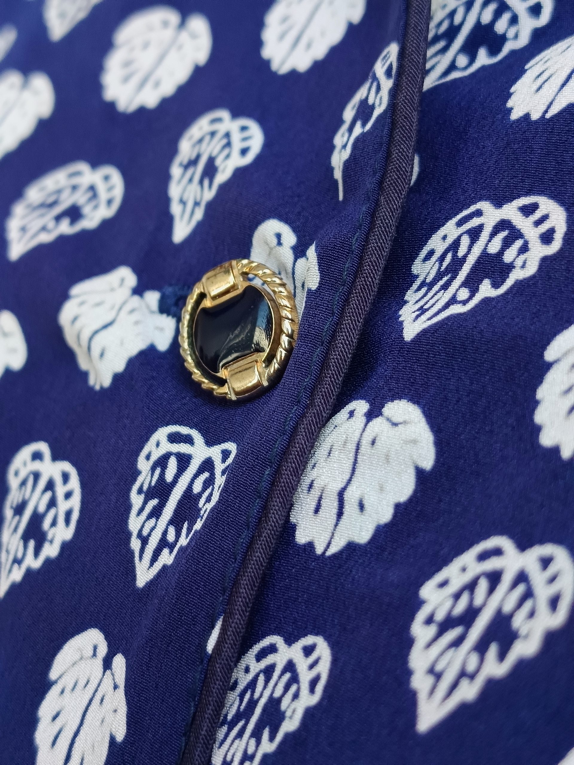 Camisa VINTAGE azul hojas blancas TALLA 34 - Imagen 3