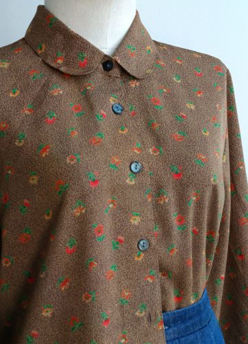 Camisa VINTAGE marron flor TALLA 40-42