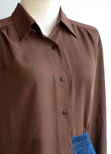 Camisa VINTAGE marron lunarcitos TALLA 42