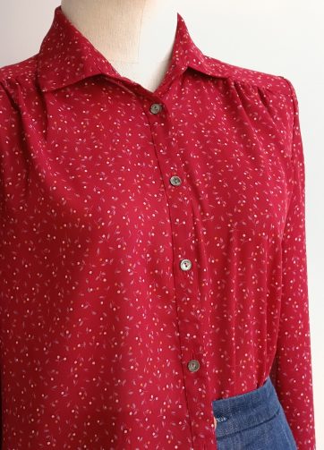 Camisa VINTAGE granate hojitas colores TALLA 36