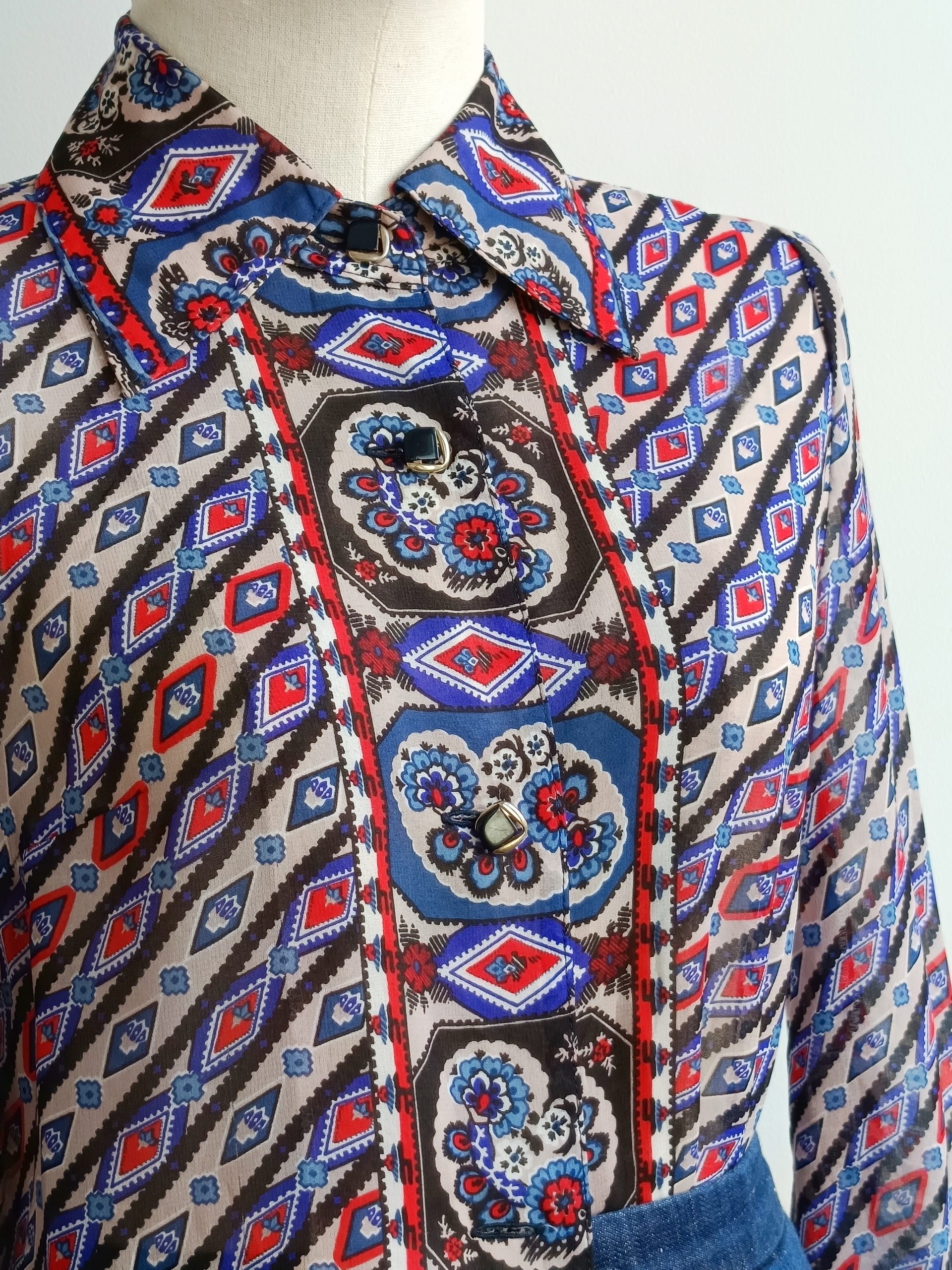 Camisa VINTAGE azul eléctrico TALLA 34