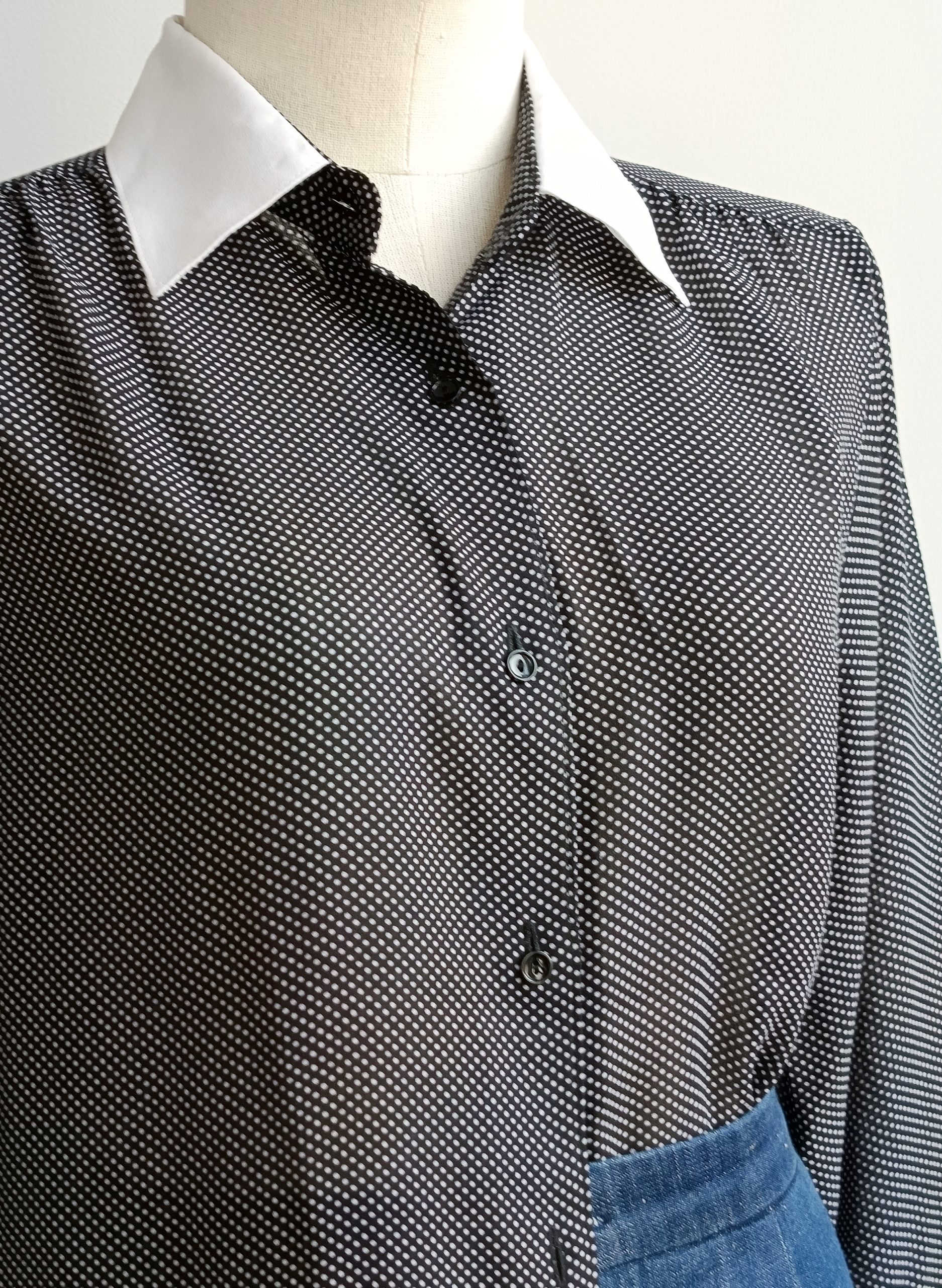 Camisa VINTAGE lunarcitos cuello blanco TALLA 34