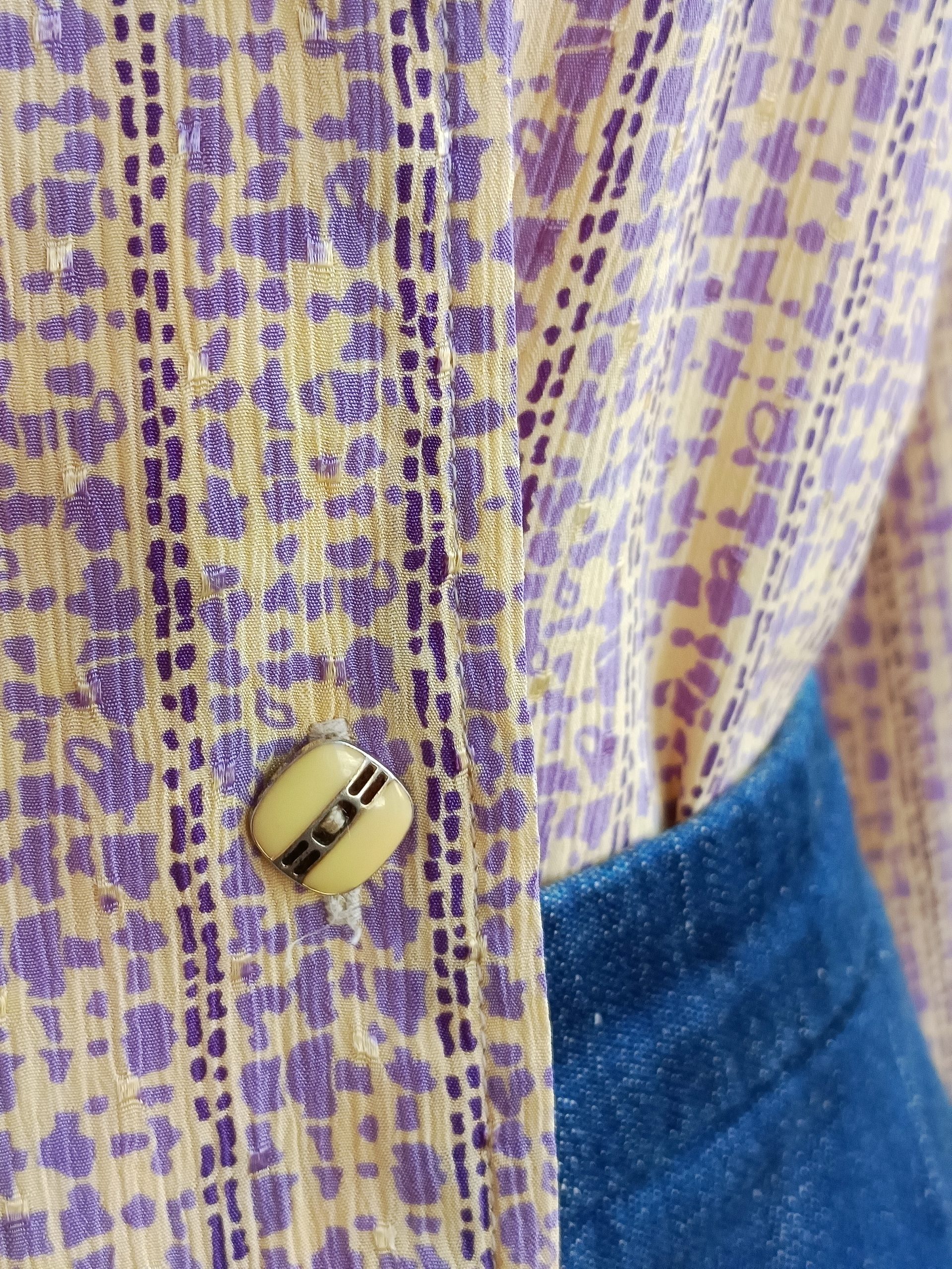 Camisa VINTAGE crema y lila TALLA 36-38 - Imagen 3