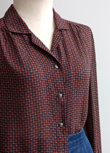 Camisa VINTAGE negra solapa TALLA 36