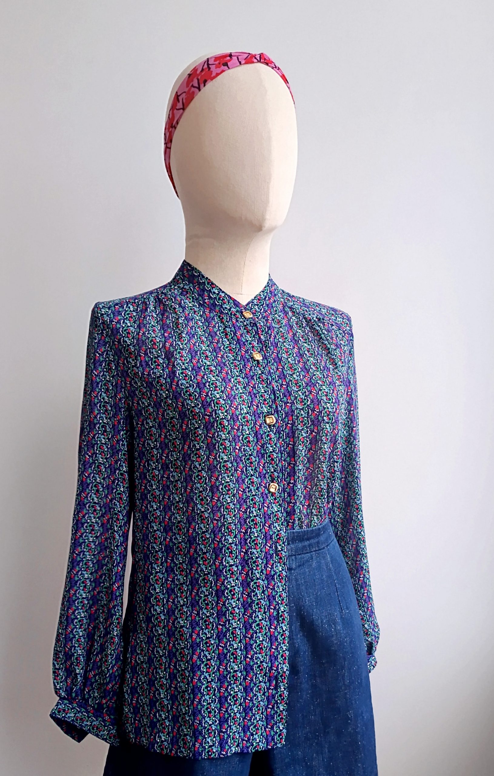 Camisa VINTAGE cenefa frutos rojos TALLA 34 - Imagen 2