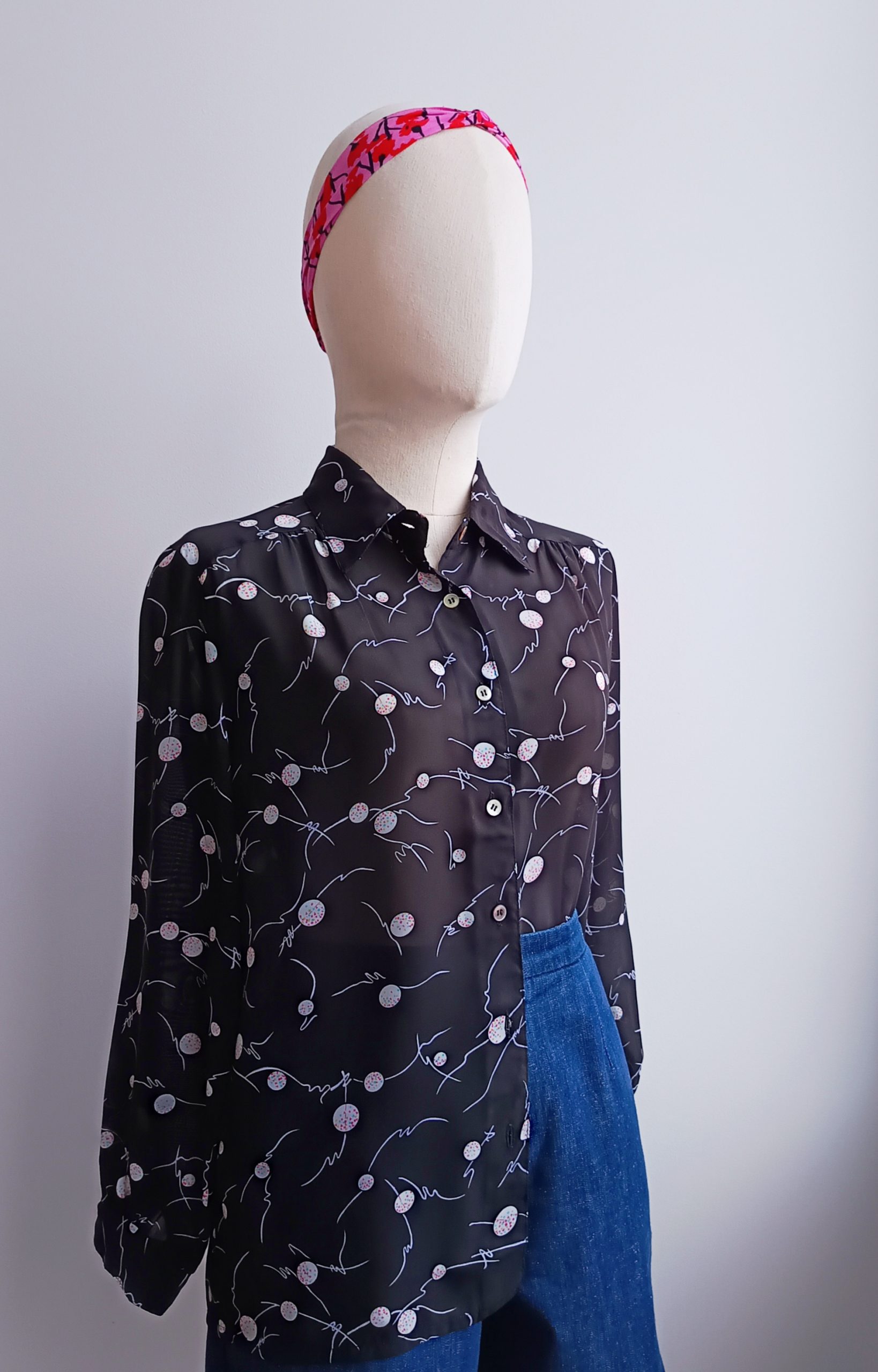 Camisa VINTAGE negra luna llena TALLA 36-40 - Imagen 2