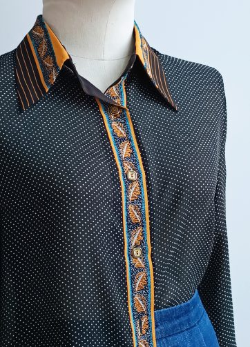 Camisa VINTAGE lunarcitos cenefa botonadura TALLA 34