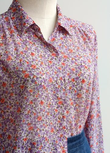 Camisa VINTAGE flores lilas TALLA 36-38
