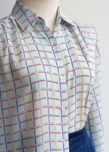 Camisa VINTAGE celeste cuadros TALLA 38-40