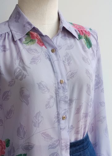 Camisa VINTAGE malva flor rosa TALLA 38