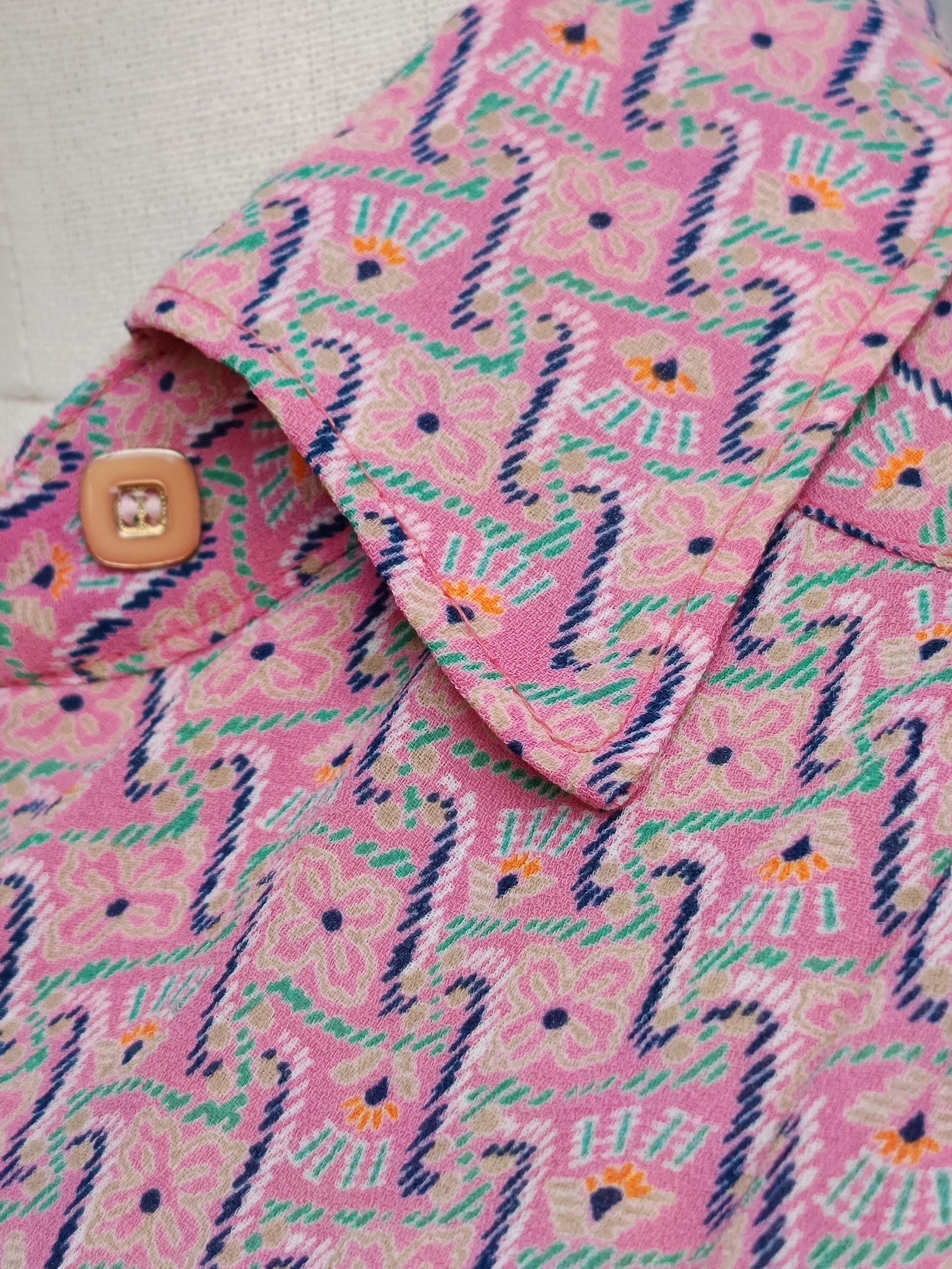 Camisa VINTAGE rosa y turquesa TALLA 34 - Imagen 3