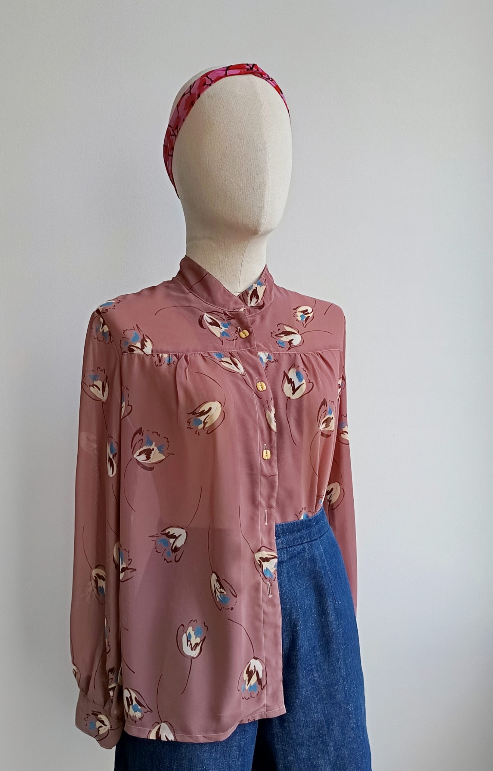 Camisa VINTAGE rosa vino tulipán TALLA 40-42 - Imagen 2